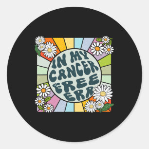Daisy Groovy In My Cancer Free Era Breast Cancer  Classic Round Sticker