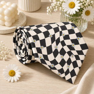 Daisy Groovy Retro Chequerboard, Y2K 90s Tie