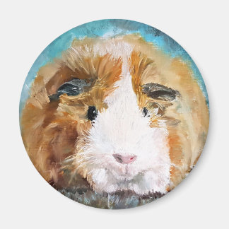 Daisy guinea pig oil painting magnet