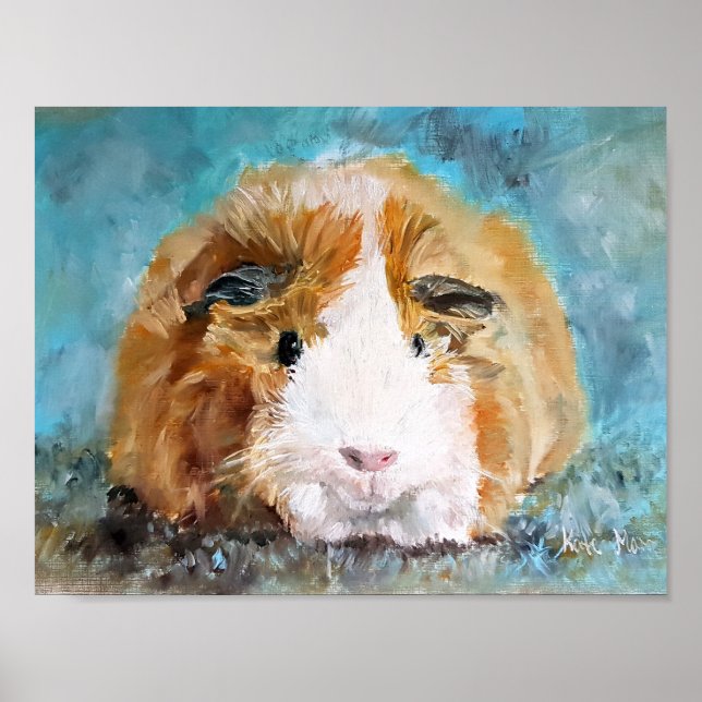 Daisy guinea pig oil painting poster (Front)