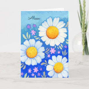 Daisy Happy Birthday Hand Painted Floral Art Card