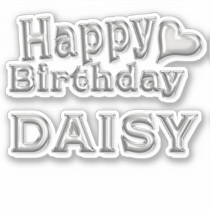 Daisy Happy Birthday silver Sticker