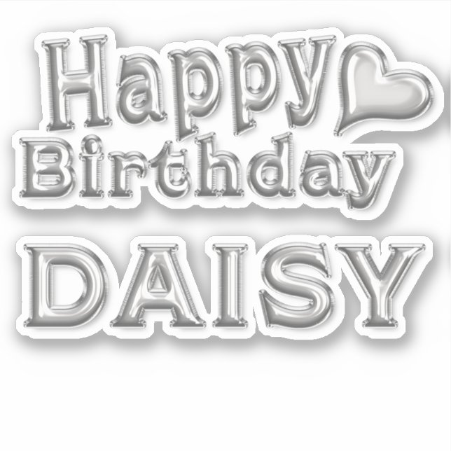 Daisy Happy Birthday silver Sticker (Front)