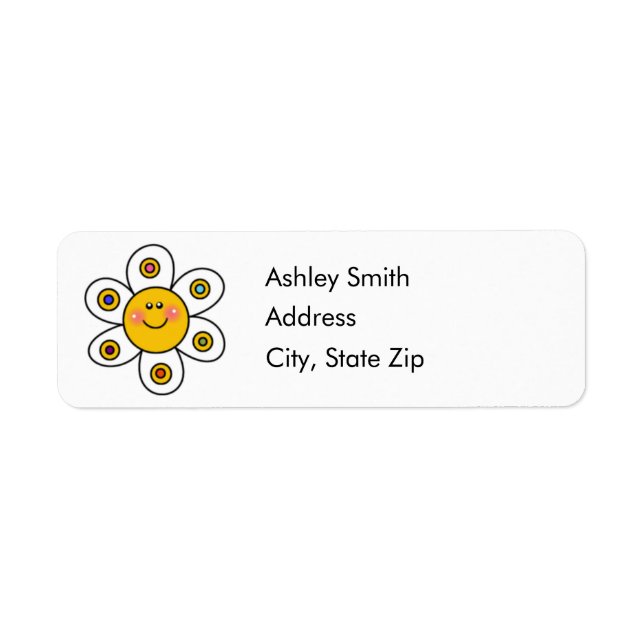 Daisy Happy Face Return Address Labels (Front)