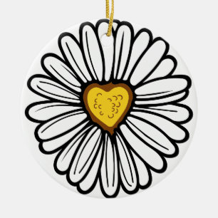 DAISY HEART CERAMIC TREE DECORATION