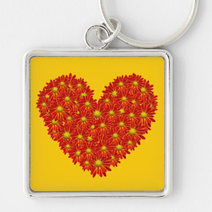 Daisy Heart Key Ring