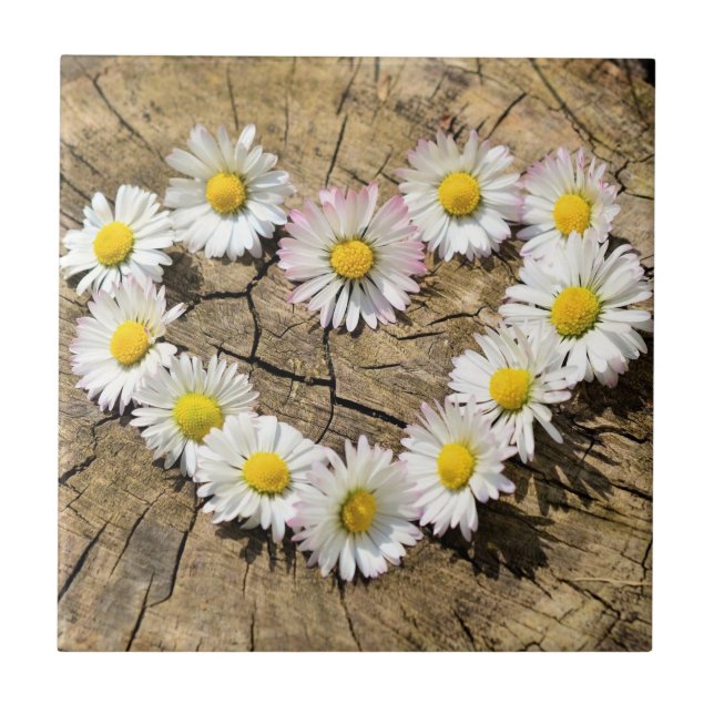 Daisy Heart - Love - Add Your Text / Name Tile (Front)