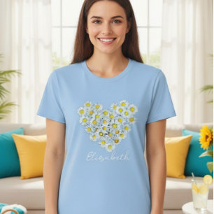 Daisy heart tshirt personalized