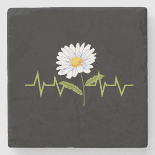 Daisy Heartbeat Stone Coaster
