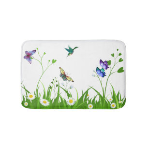 Daisy Hearts Butterflies Bath Mat
