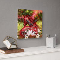 Daisy Horse Abstract Art Red White Green Floral