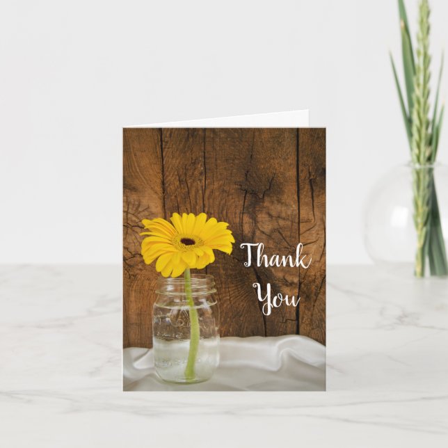 Daisy in Mason Jar Country Bridesmaid Thank You (Front)