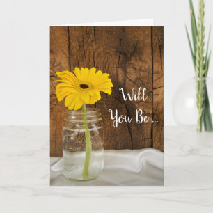 Daisy in Mason Jar Will You Be My Bridesmaid Invitation