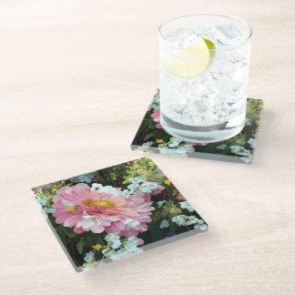 Daisy in Pink Glass Coaster