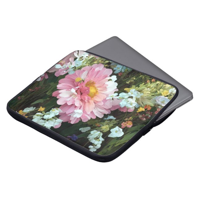 Daisy in pink laptop sleeve (Front Top)