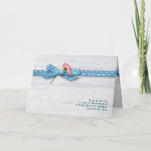 daisy in polka dot ribbon for friend card