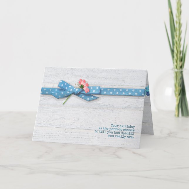 daisy in polka dot ribbon for friend card (Front)