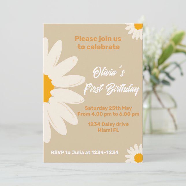 Daisy Invitation  daisy birthday card (Standing Front)