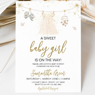 Daisy It's a Girl Baby Clothes Baby Shower Invitation
