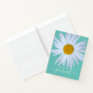 Daisy Journal Green White Script Spiral Notebook
