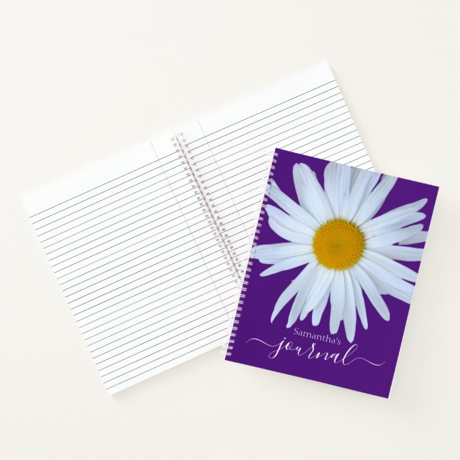 Daisy Journal Purple White Script Spiral Notebook (Inside)