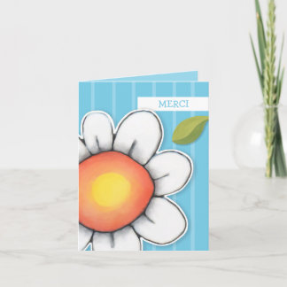 Daisy Joy blue stripes Merci Note Card