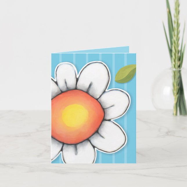 Daisy Joy blue stripes Note Card (Front)