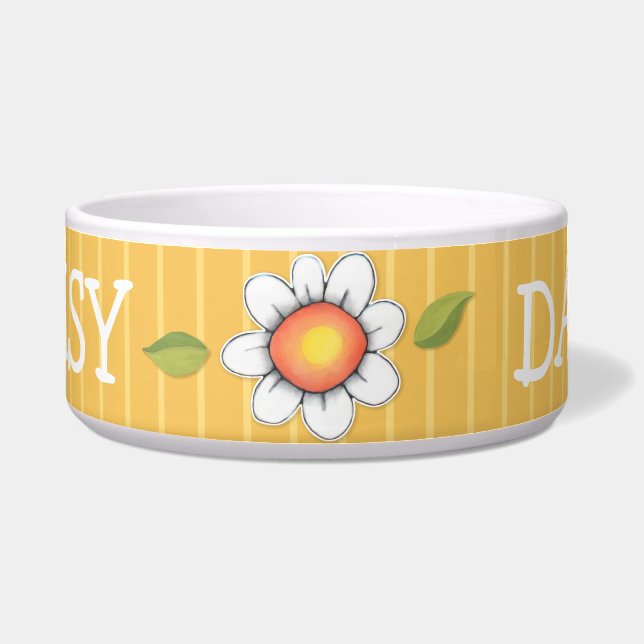 Daisy Joy yellow Dog Pet Bowl (Front)