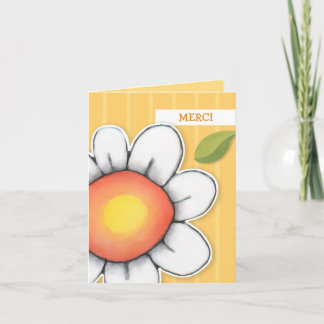 Daisy Joy yellow stripes Merci Note Card