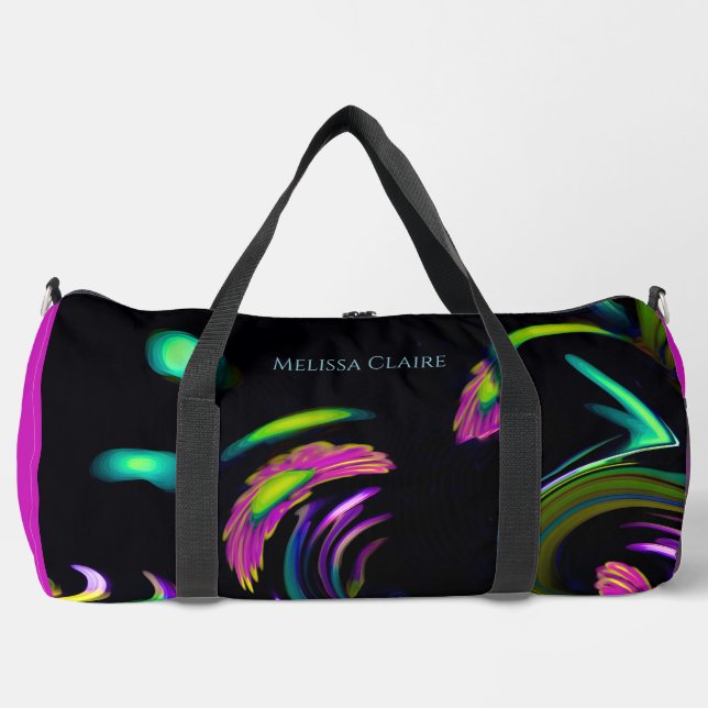 Daisy Jungle (Large Hot Pink) Duffle Bag (Front)