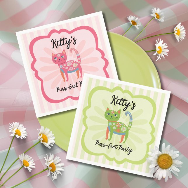 Daisy Kitty Face Purr-fect Birthday Party Napkin (Creator Uploaded)