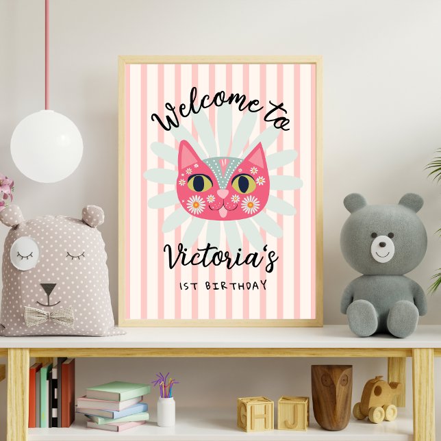 Daisy Kitty Face Purr-fect Birthday Party Poster (Creator Uploaded)