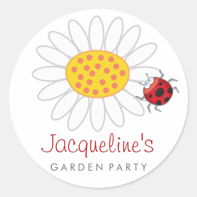 Daisy & Ladybug Gift Party Favours Label Sticker (Front)