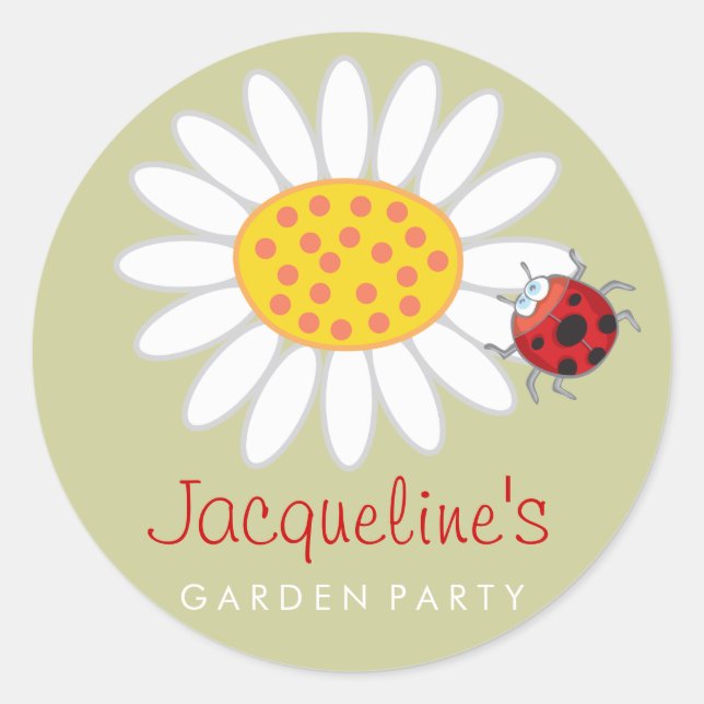 Daisy & Ladybug Kid's Garden Party Favours Sticker (Front)