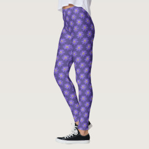 Daisy Leggings Blue Purple Daisy Flowers Leggings