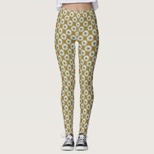 Daisy Leggings White Daisy Wildflower Leggings