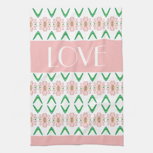 Daisy like floral tea towel