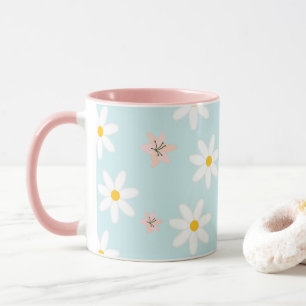 Daisy lily flower Pattern on sea torque Background Mug