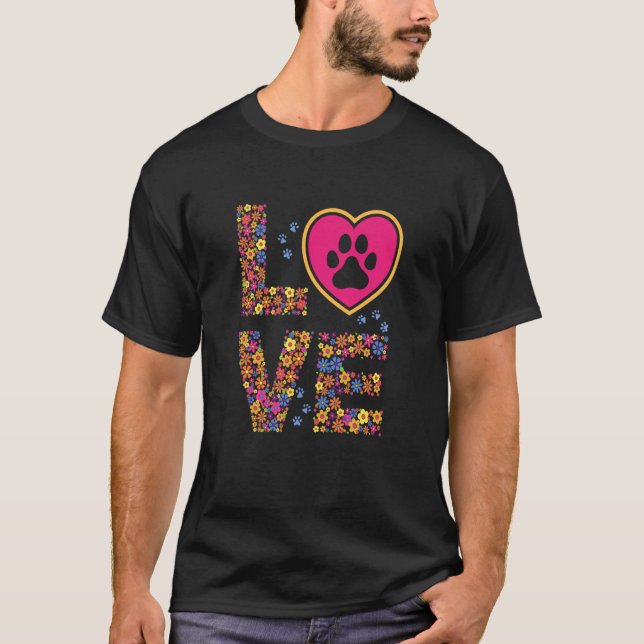 Daisy LOVE Letters Animal Paw Prints T-Shirt (Front)