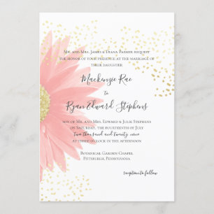 Daisy Love Pink Garden Wedding Invitation