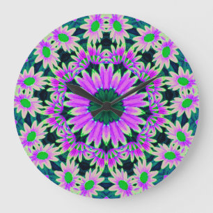 Daisy Lovers Fantasy Fractal Large Clock