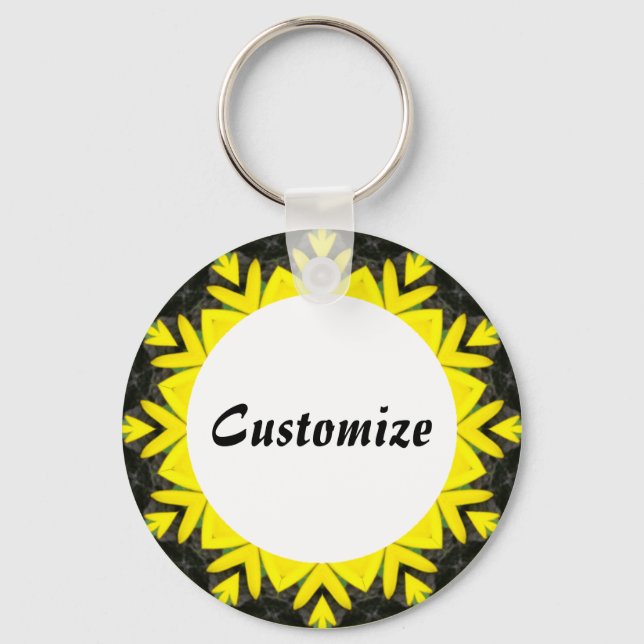 Daisy Mandala Template 12 Key Ring (Front)