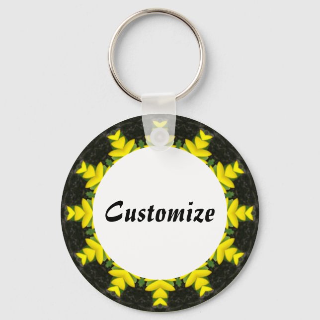 Daisy Mandala Template 13 Key Ring (Front)