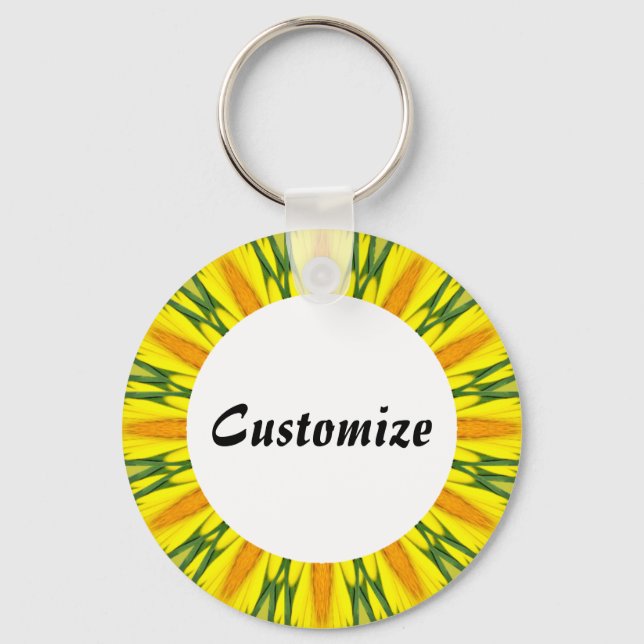 Daisy Mandala Template 15 Key Ring (Front)