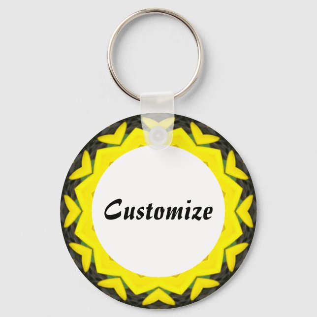 Daisy Mandala Template 20 Key Ring (Front)