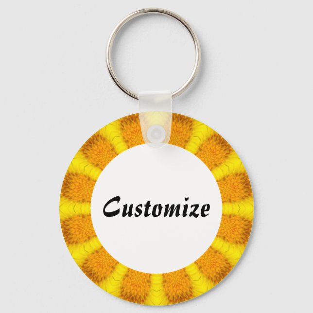 Daisy Mandala Template 23 Key Ring (Front)