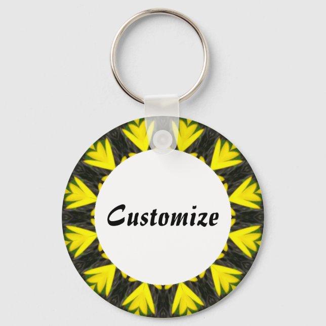 Daisy Mandala Template 27 Key Ring (Front)