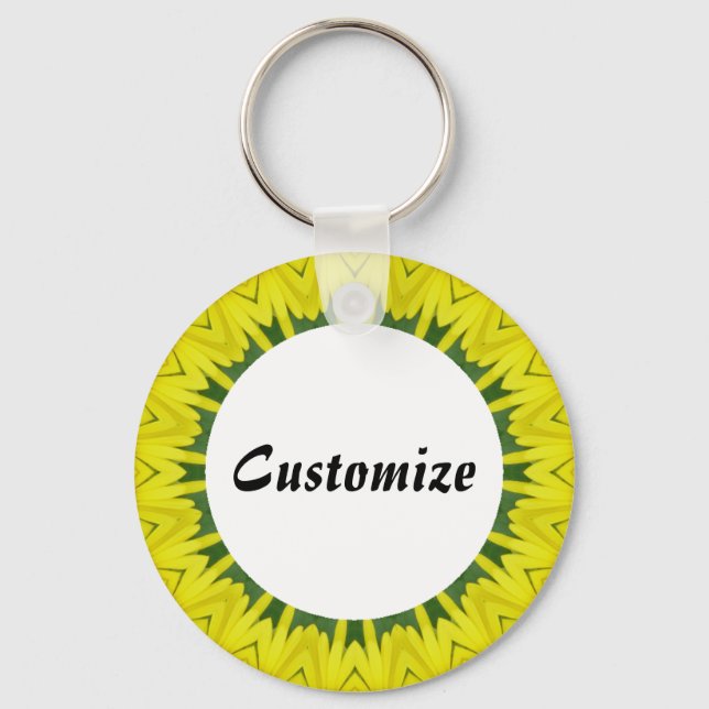 Daisy Mandala Template 34 Key Ring (Front)