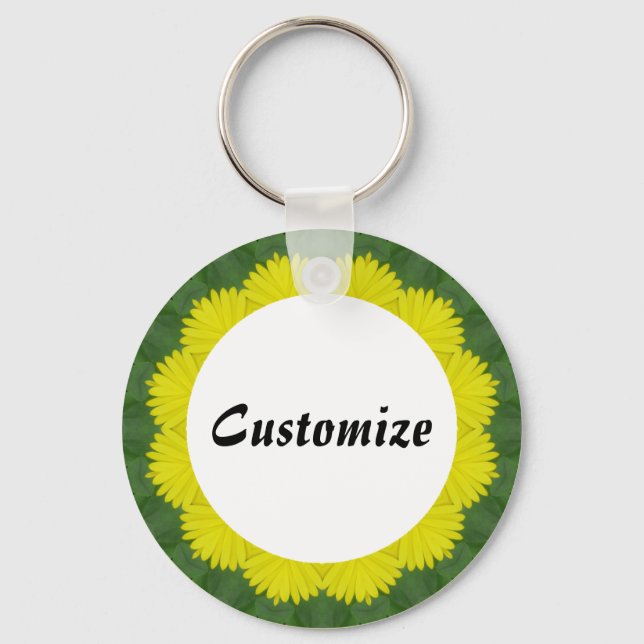 Daisy Mandala Template 35 Key Ring (Front)