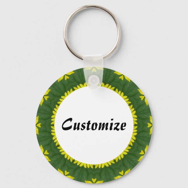 Daisy Mandala Template 38 Key Ring (Front)